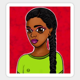 Black girl with braid Sticker